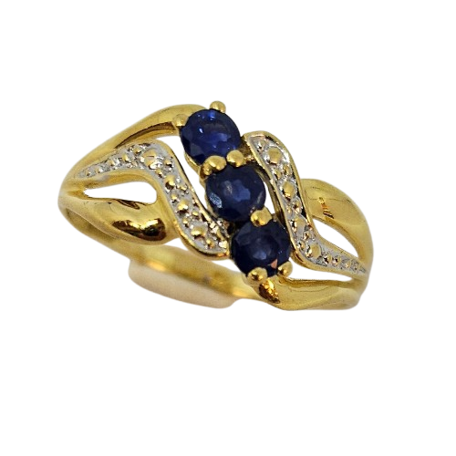 Bague en Or Jaune 18k avec 3 Saphirs