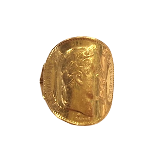 Bague Or avec Pièce 20 fcs Napoléon 1868