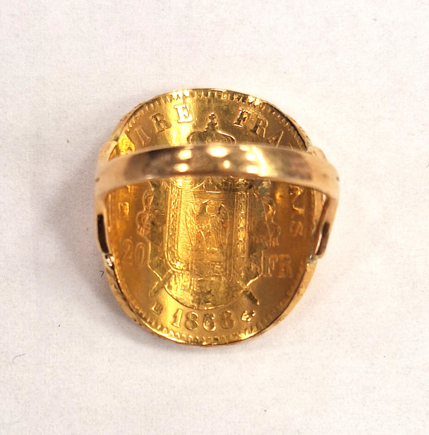 Bague Or avec Pièce 20 fcs Napoléon 1868