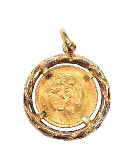 Pendentif Porte Pièce Or Dos y Medio Pesos 1945