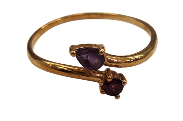 Bague Or Jaune 18 Carats avec Améthyste Naturelle