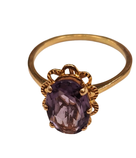 Bague en Or Jaune 18k avec Améthyste
