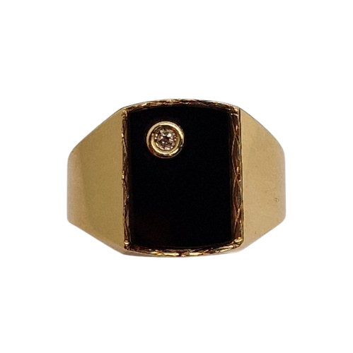 Chevalière en Or 18K avec Onyx T.67