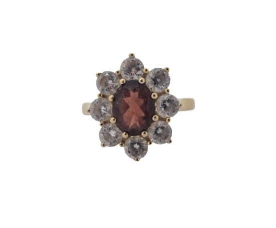 Bague Marguerite en Or Jaune 18K avec Diamants