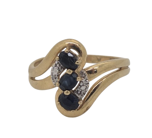 Bague en Or jaune 18k avec saphirs