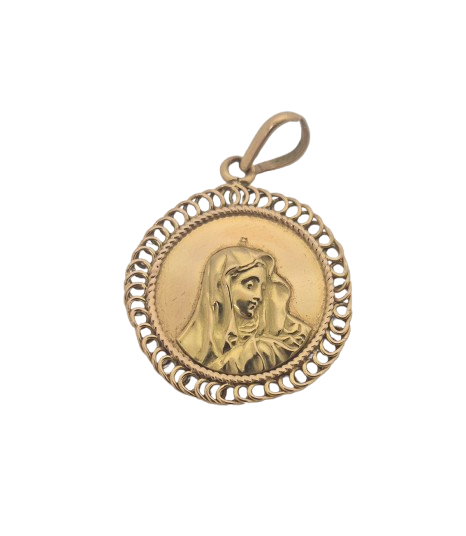 Pendentif Médaille Vierge en Or Jaune 18k 3.97grs
