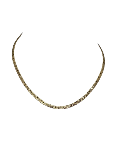 Collier Ras du Cou en Or Jaune 18k Haricot Plat