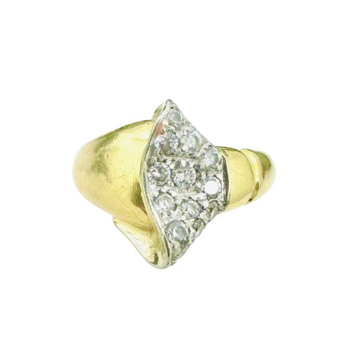 Bague Jonc en Or jaune 18K avec oxyde de zirconium - T 57