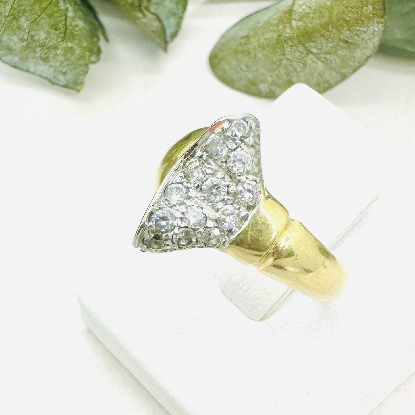 Bague Jonc en Or jaune 18K avec oxyde de zirconium - T 57