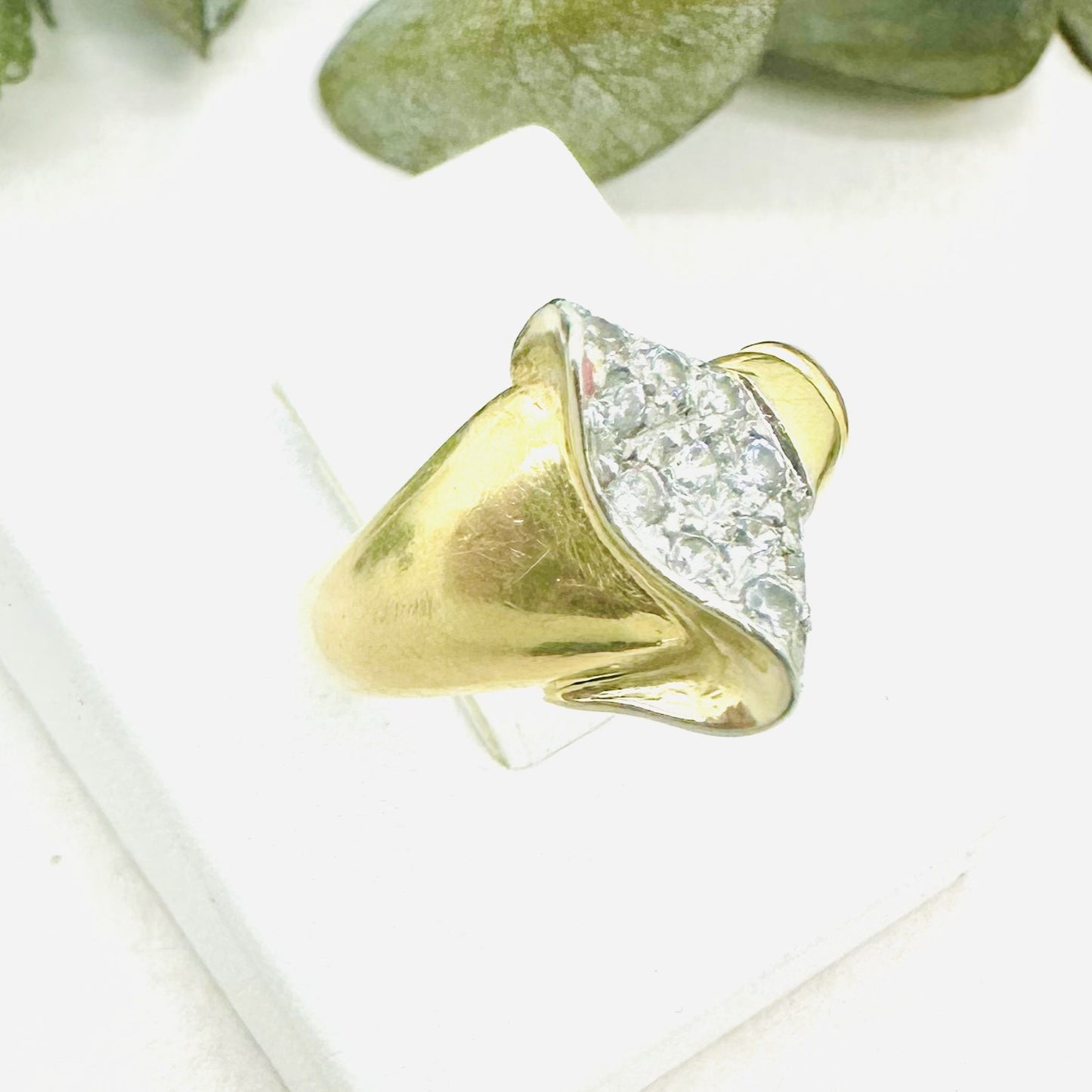 Bague Jonc en Or jaune 18K avec oxyde de zirconium - T 57