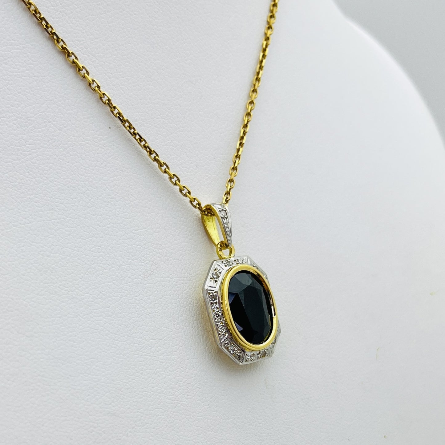 Pendentif 2 Ors avec Saphir et Diamants
