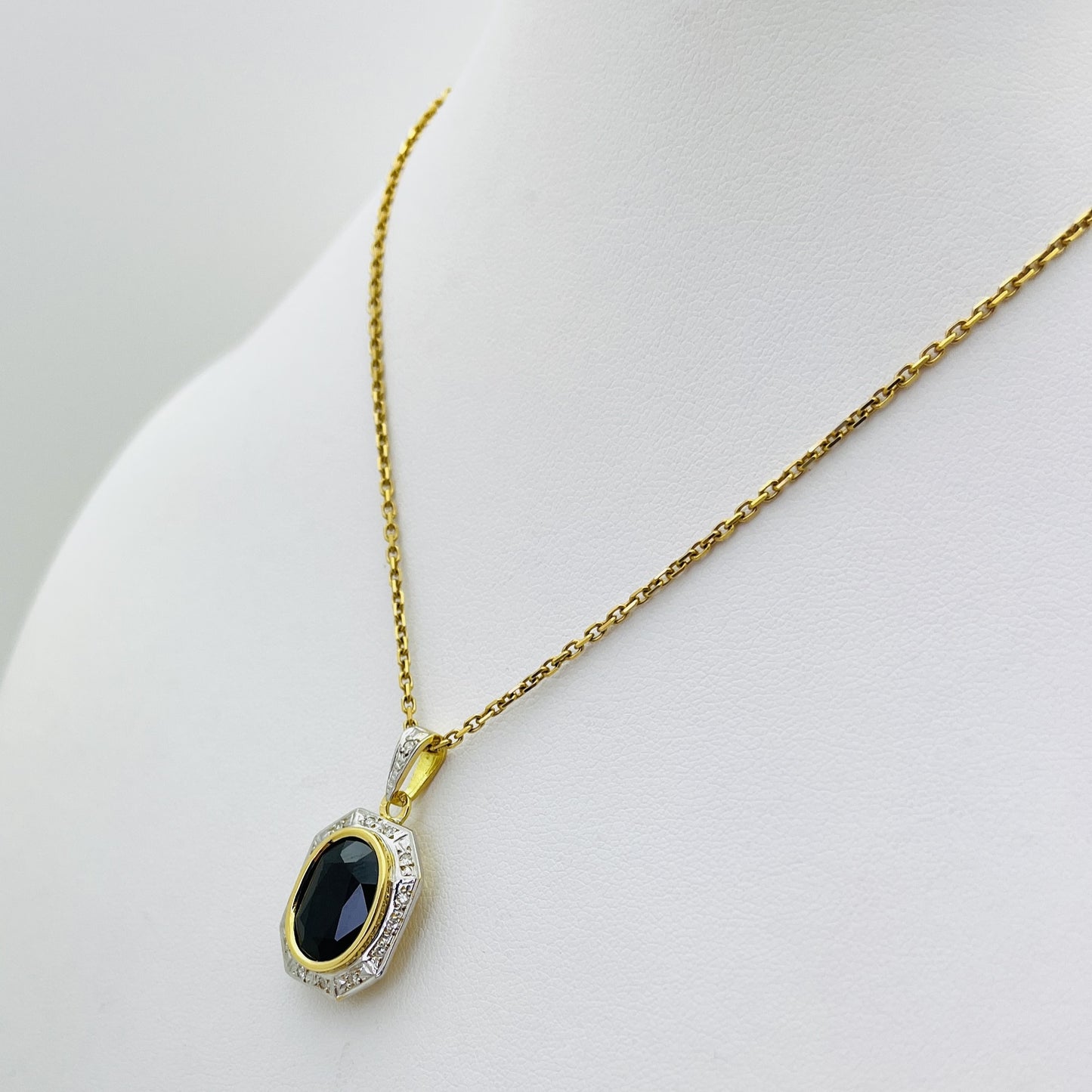 Pendentif 2 Ors avec Saphir et Diamants