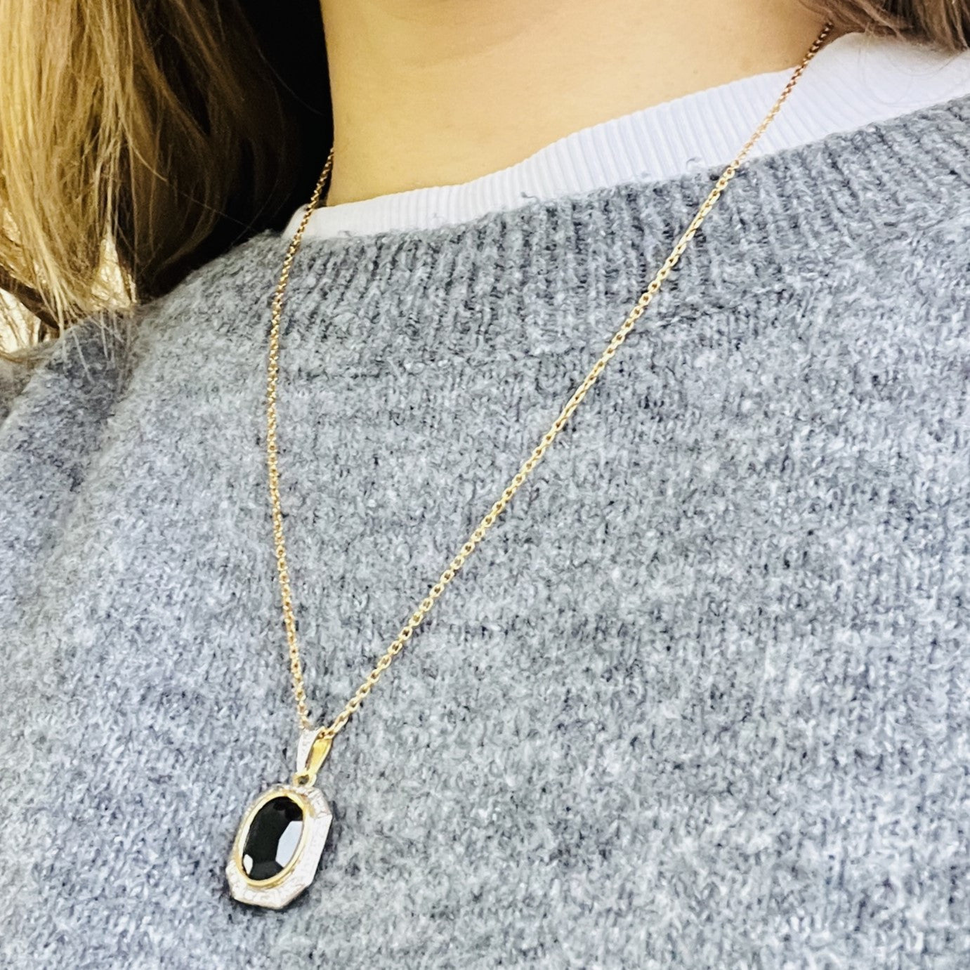 Pendentif 2 Ors avec Saphir et Diamants