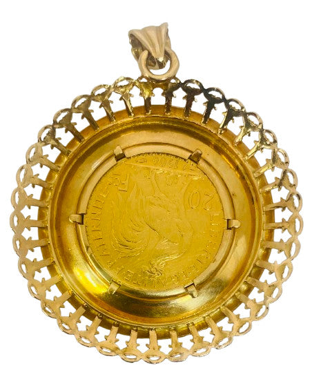 Pendentif Or avec Pièce 20 Francs Coq Marianne 1906