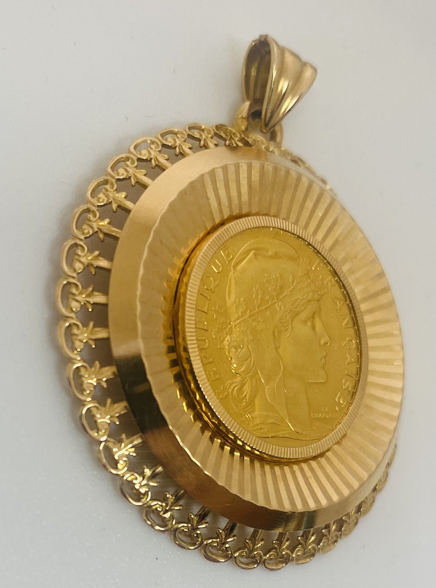 Pendentif Or avec Pièce 20 Francs Coq Marianne 1906