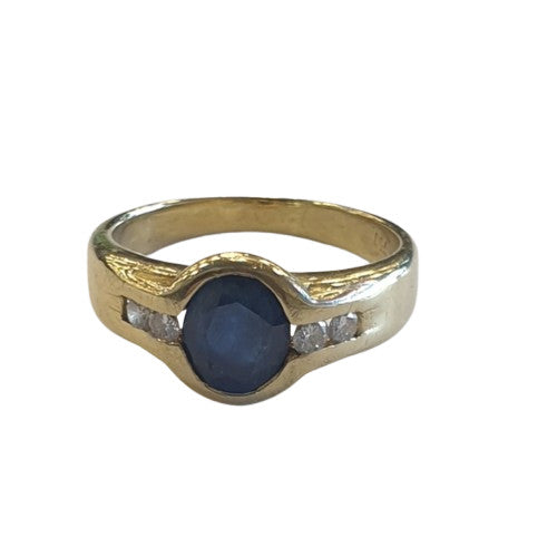 Bague Or avec Saphir et Diamants