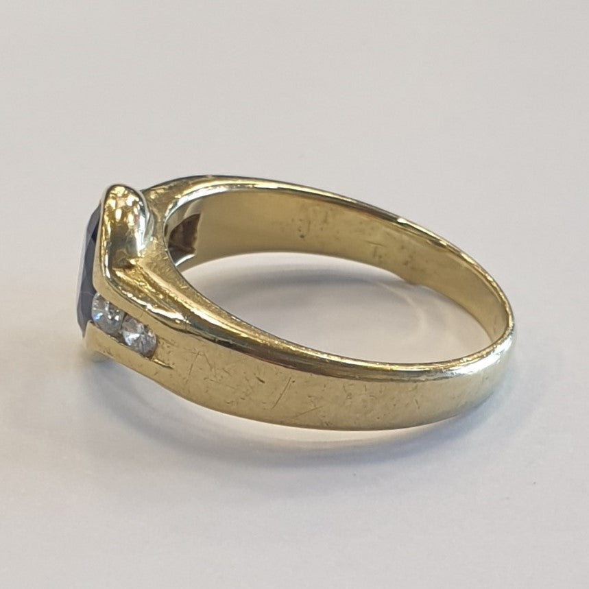 Bague Or avec Saphir et Diamants