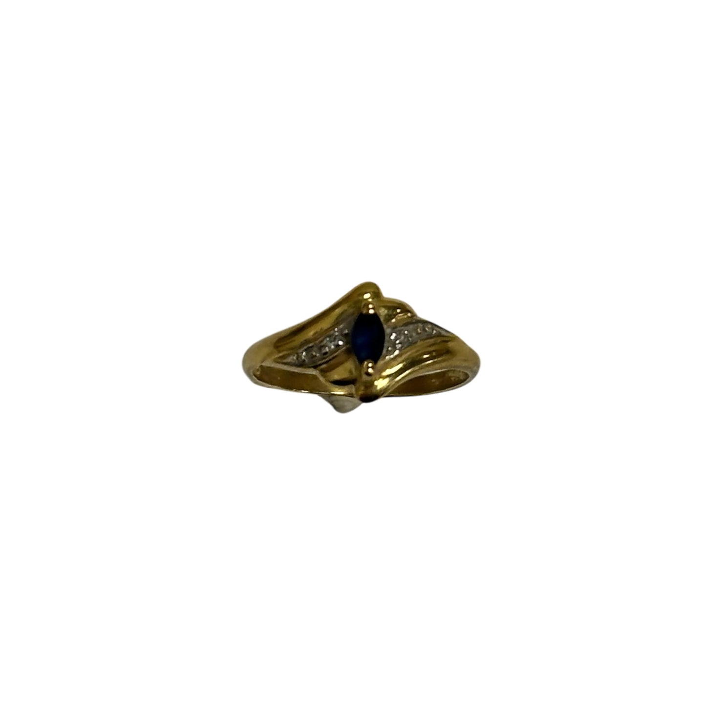 Bague Or avec Pierre Bleue et Diamants