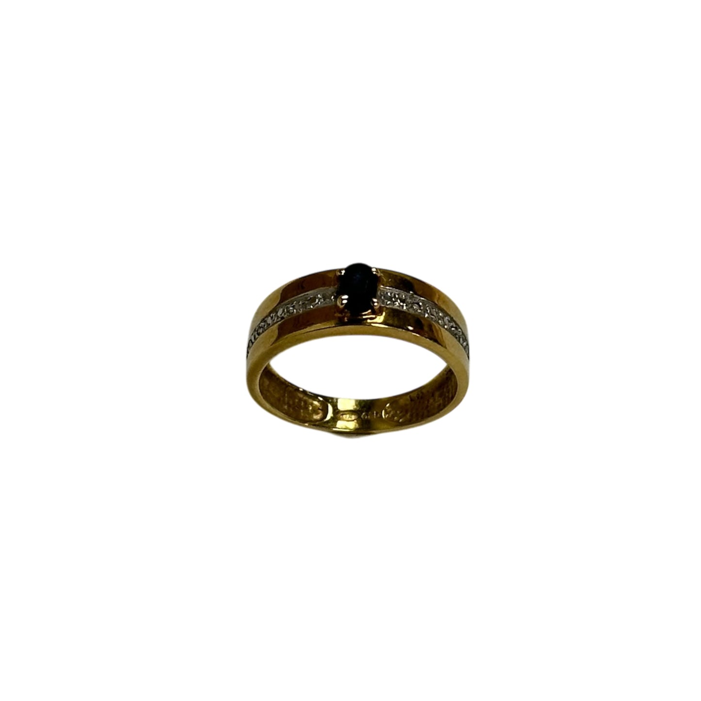 Bague Or avec Pierre Bleue et Diamants