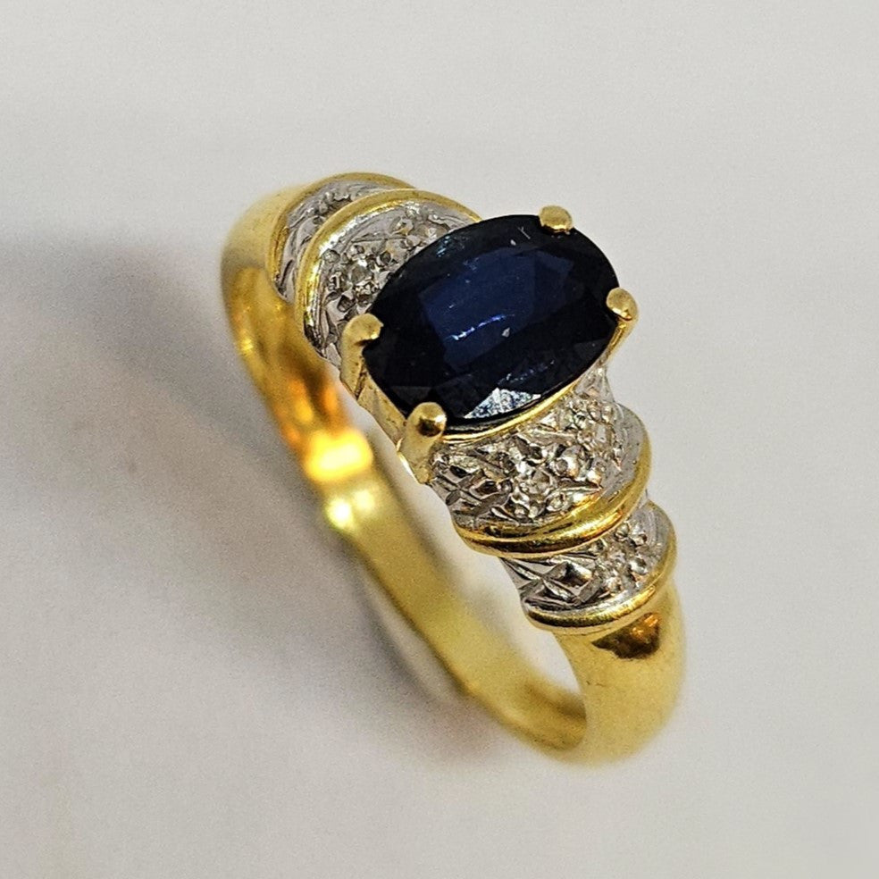 Bague Or avec Saphir et Diamants