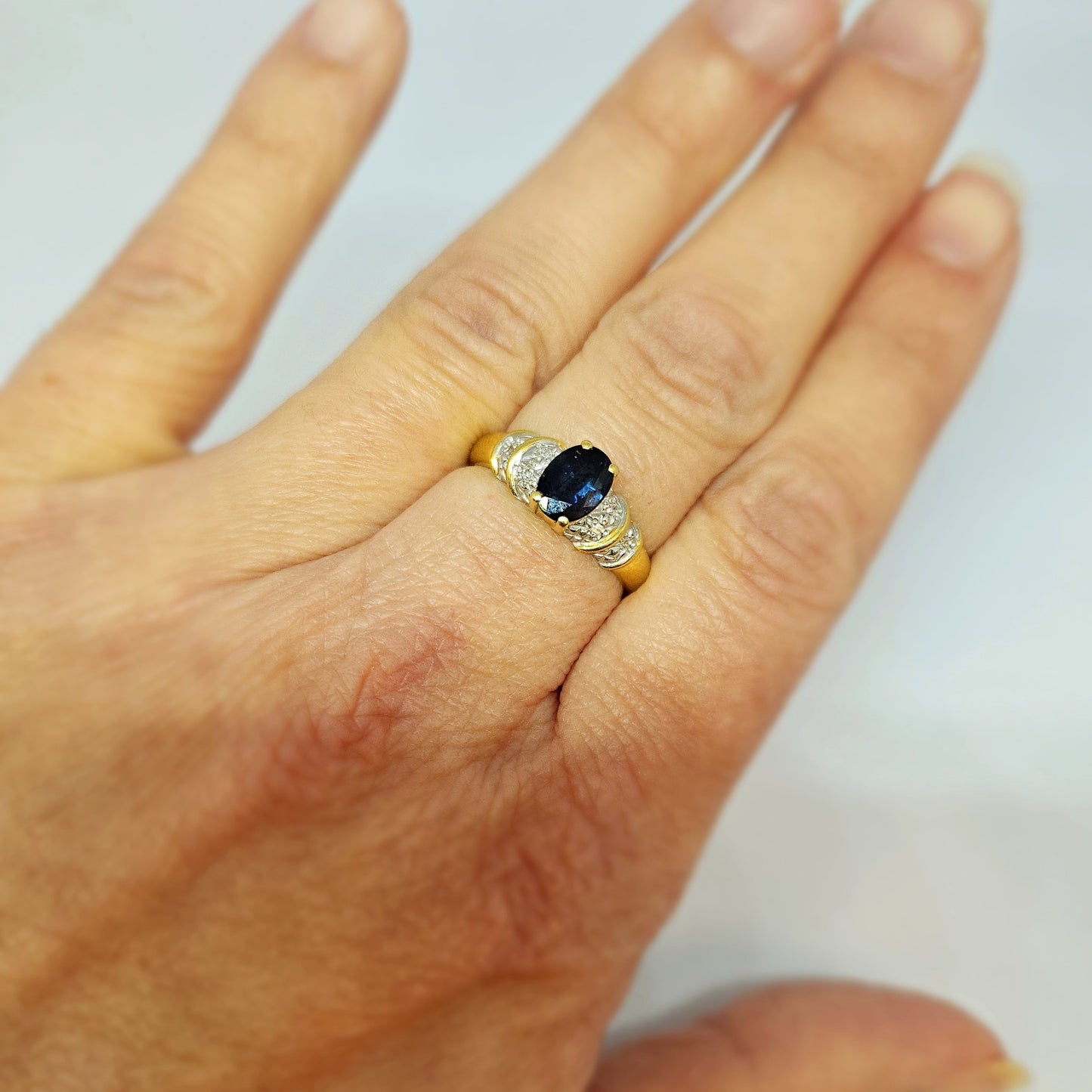 Bague Or avec Saphir et Diamants