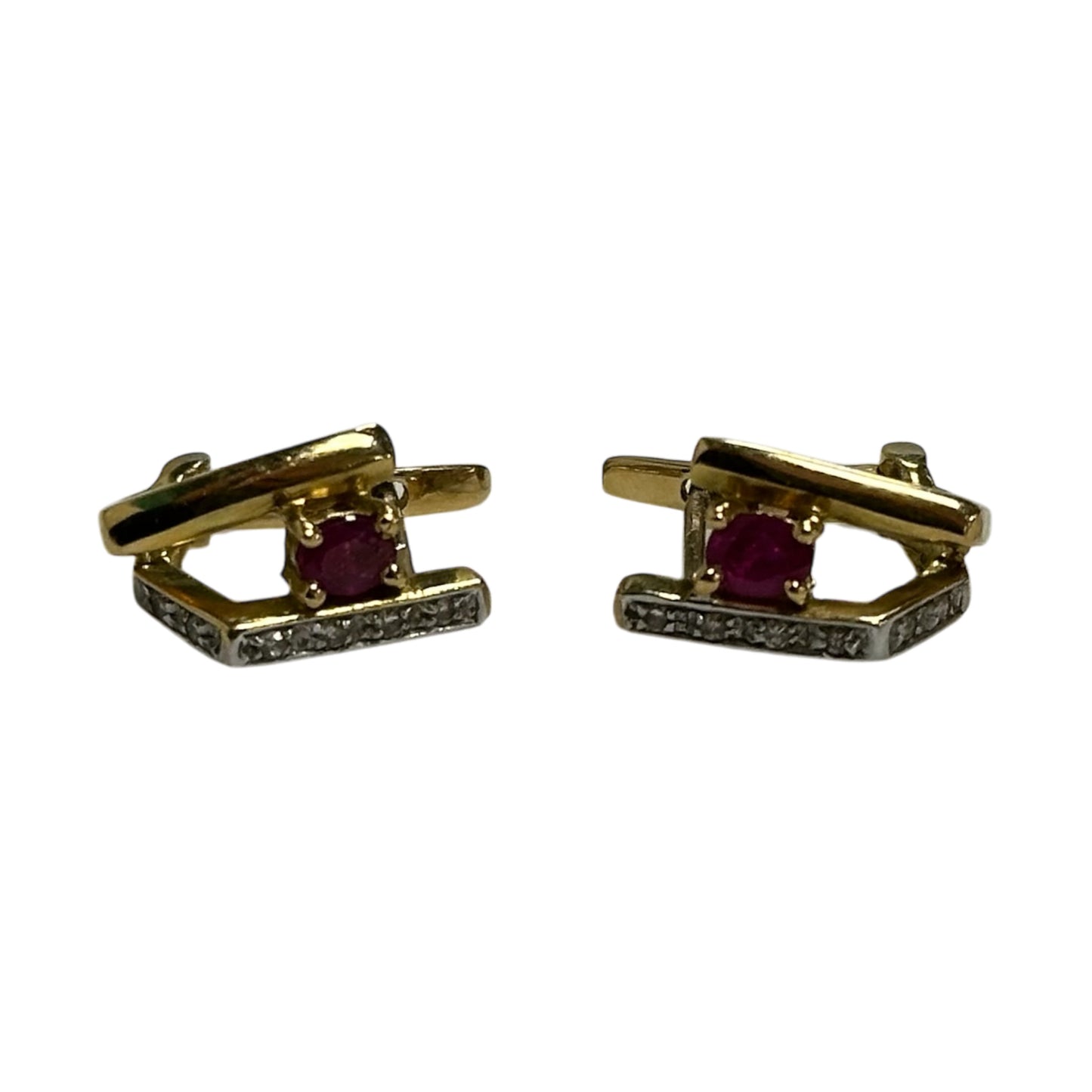 Boucles d'Oreille Or avec Rubis et Diamants