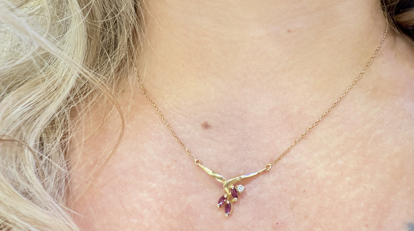 Collier Or avec Rubis et Diamants