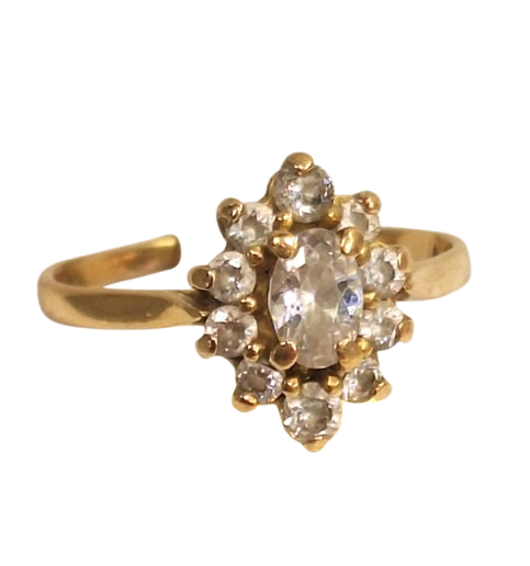 Bague Marguerite en Or jaune 18K avec Oxydes