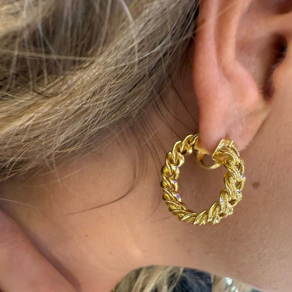Boucles d'Oreille Or Maille Gourmette