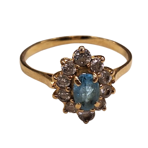 Bague Marguerite avec Aigue Marine