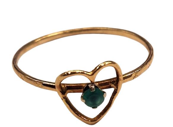 Bague cœur en or avec émeraude naturelle