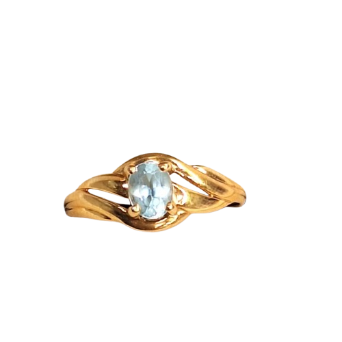 Bague en or jaune avec Aigue Marine