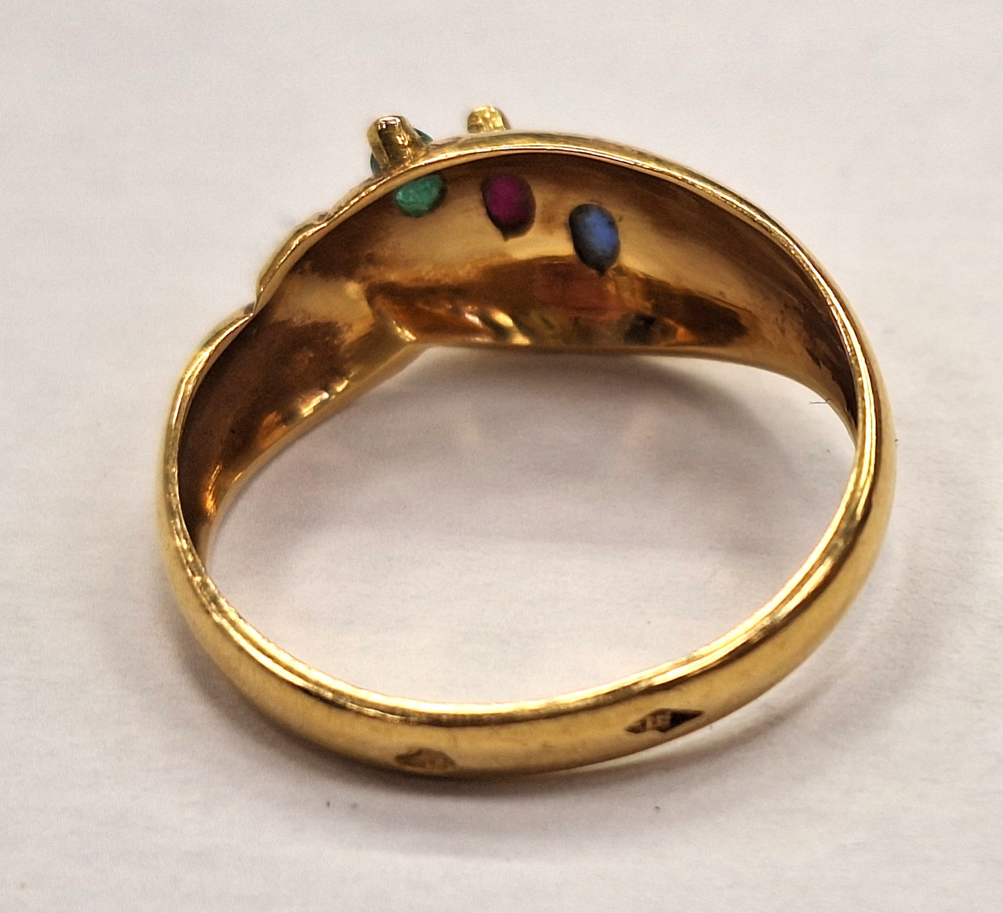 Bague en Or avec Rubis, Saphir et Emeraude