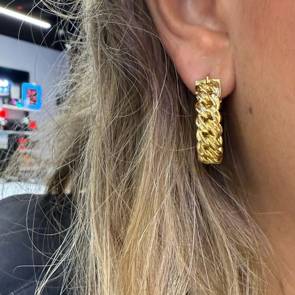 Boucles d'Oreille Or Maille Gourmette