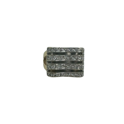 Bague Tank 750/1000 Or Jaune et Gris avec Diamants