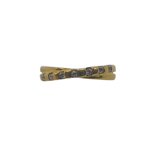 Bague Demi-Tour en Or Jaune 18K & Zirconiums