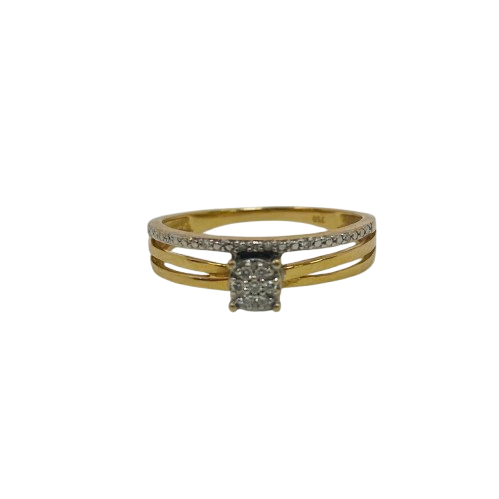 Bague Or Jaune 18K avec 10 Oxyde de Zirconium