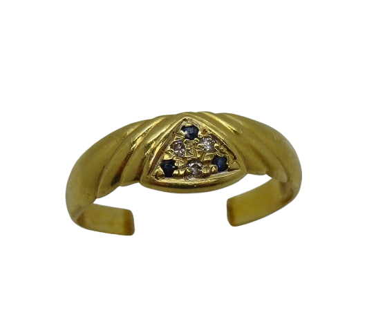 Bague Diamants et Spinelle Bleu en Or Jaune 18K