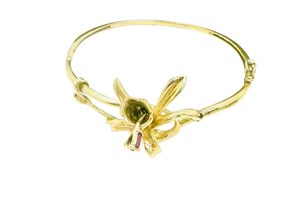 Jonc Fleur de Vanille Or avec Rubis