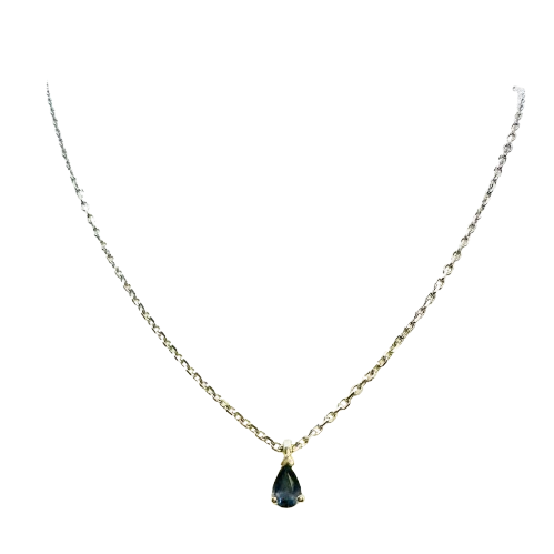Collier Or Blanc avec Saphir de Ceylan