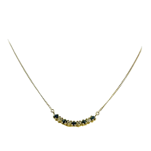 Collier Or Jaune avec Pierres Bleues et Oxydes