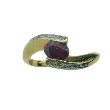 Bague Or Jaune 18K avec Rubis Certifié