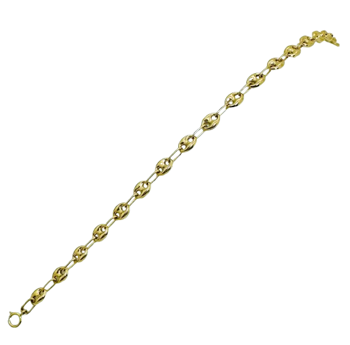 Bracelet Grain de Café en Or Jaune 18k Lg 17cm