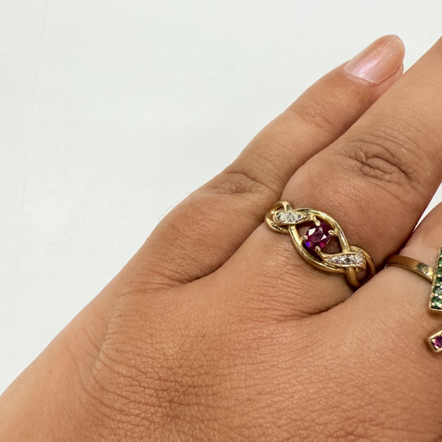 Bague 2 Ors avec Diamants et Rubis