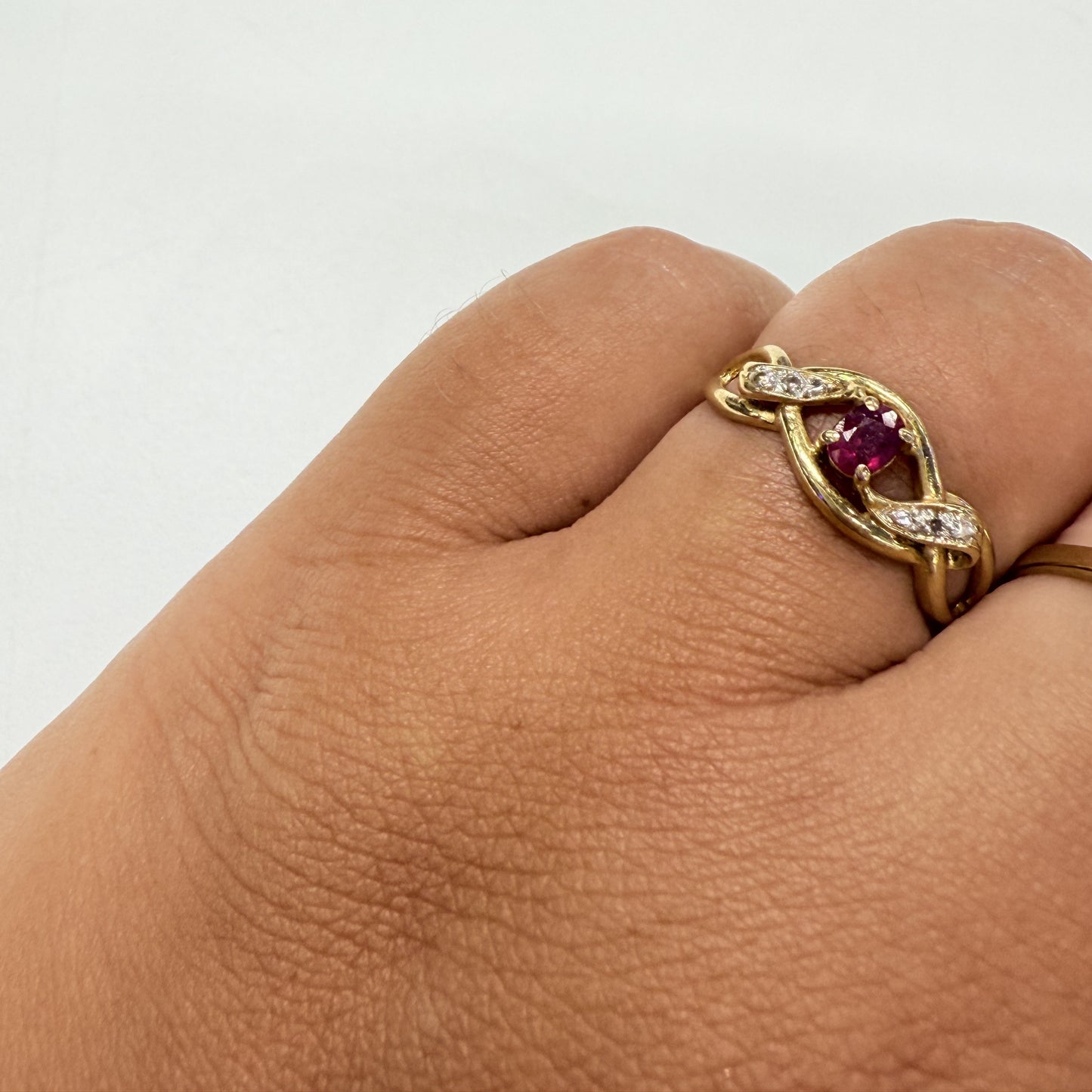Bague 2 Ors avec Diamants et Rubis
