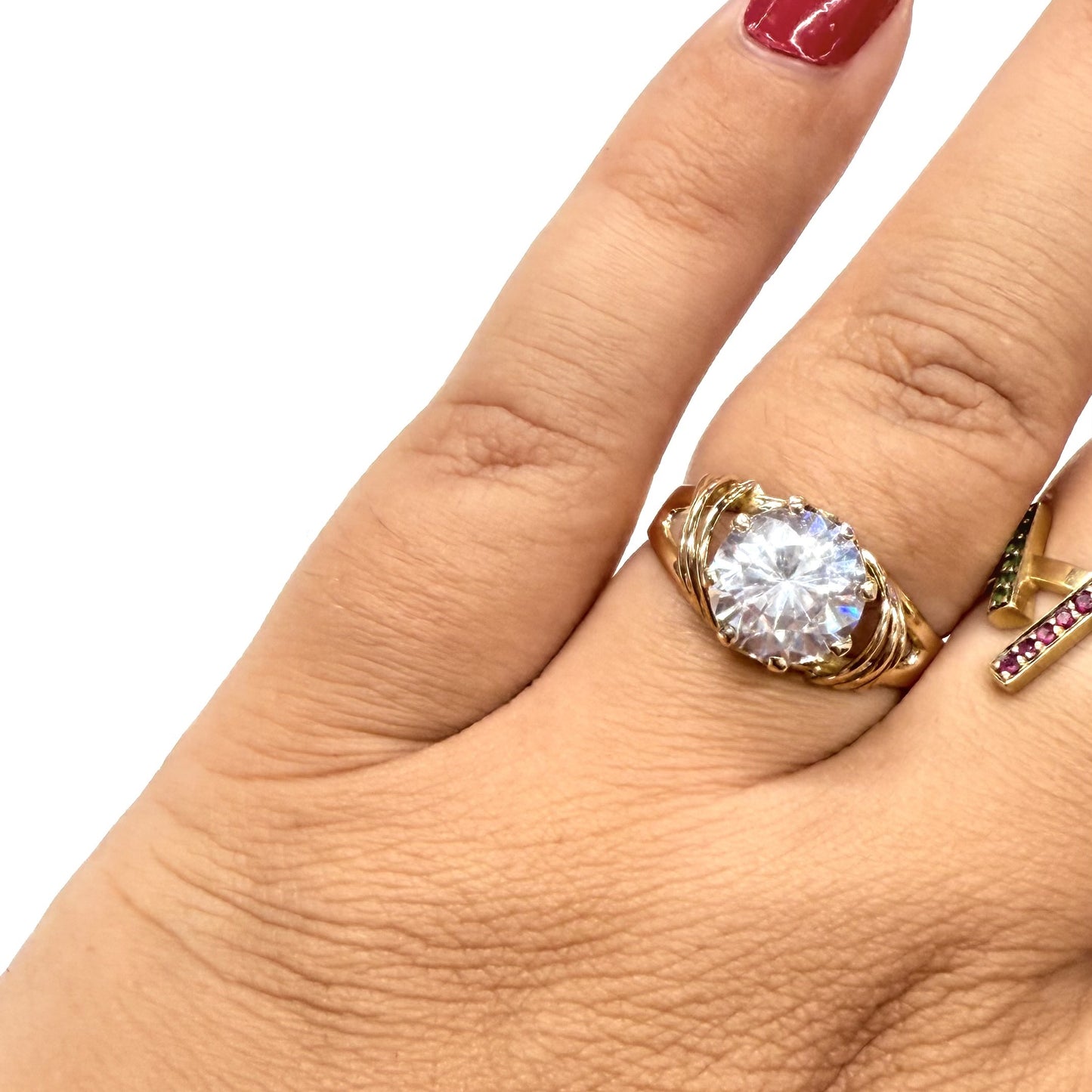 Solitaire Or Jaune avec oxyde