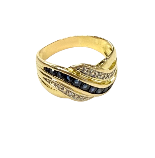 Bague empierrée 18K avec Saphirs et Diamants