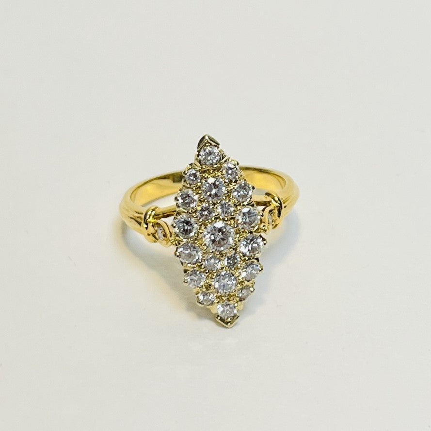 Bague marquise or avec diamants