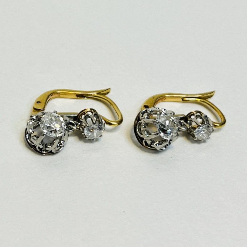 Boucles d'oreilles 2 ors avec diamants