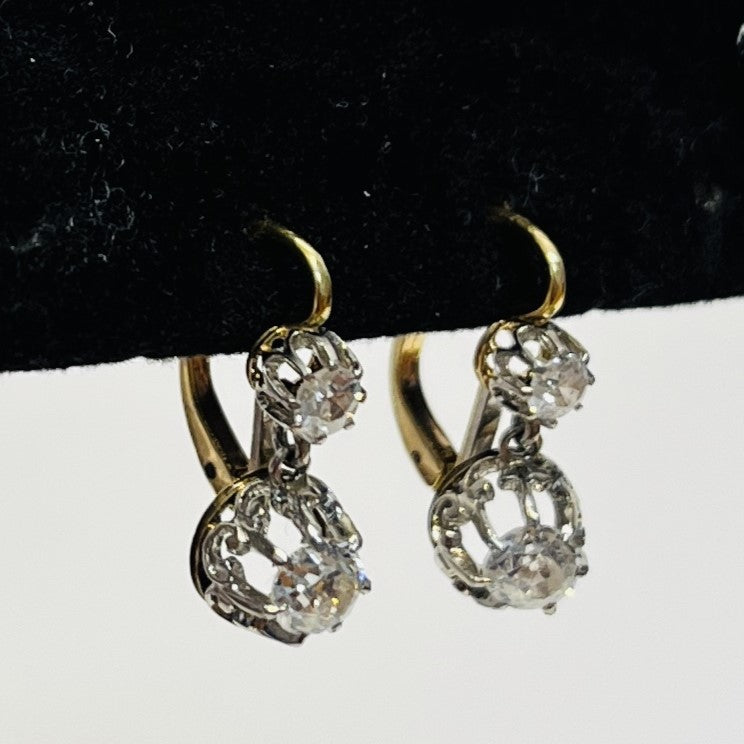 Boucles d'oreilles 2 ors avec diamants